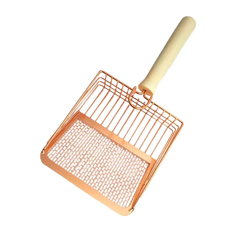 Stainless steel cat litter shovel with wooden handle in three design options
