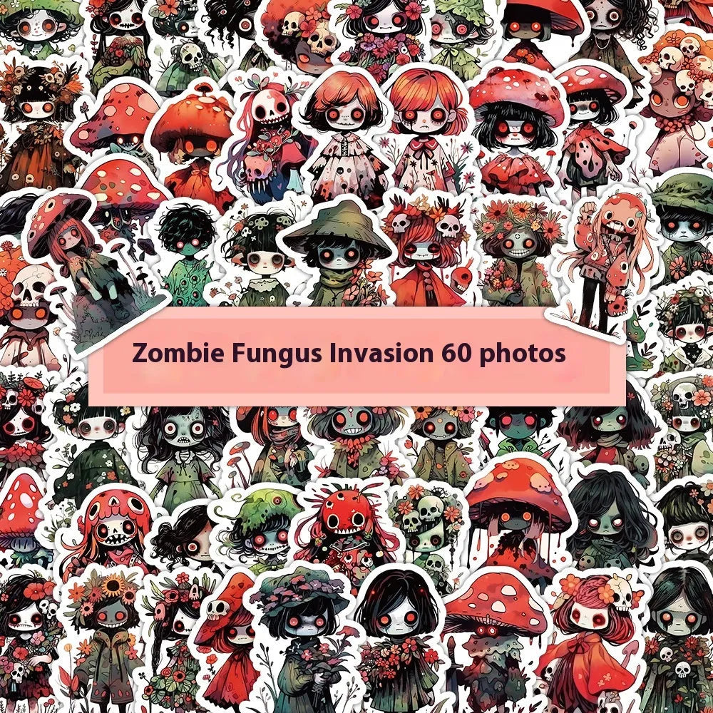 Little Zombie Stickers horror scarecrow decorative sticker pack 60 sheets mixed sizes 3 to 8cm