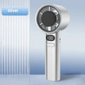 Handheld USB fan with variable speed control in white, silver, khaki, or green colours