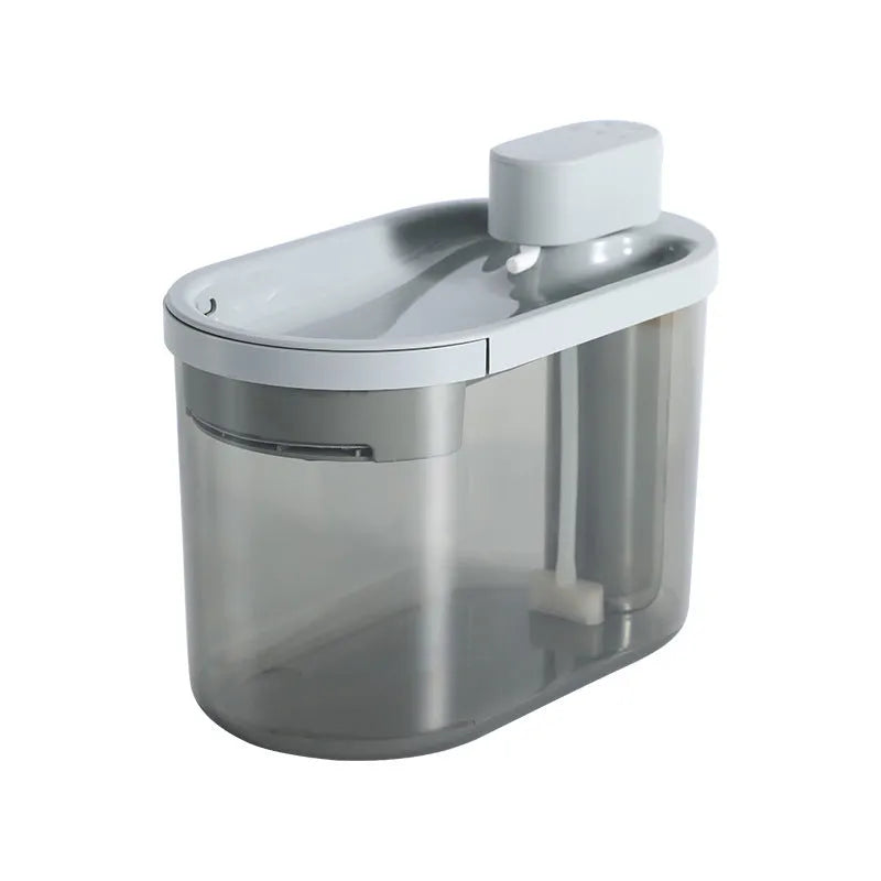 Automatic plastic drinking bowl for cats with infrared sensor, grey colour, on floor