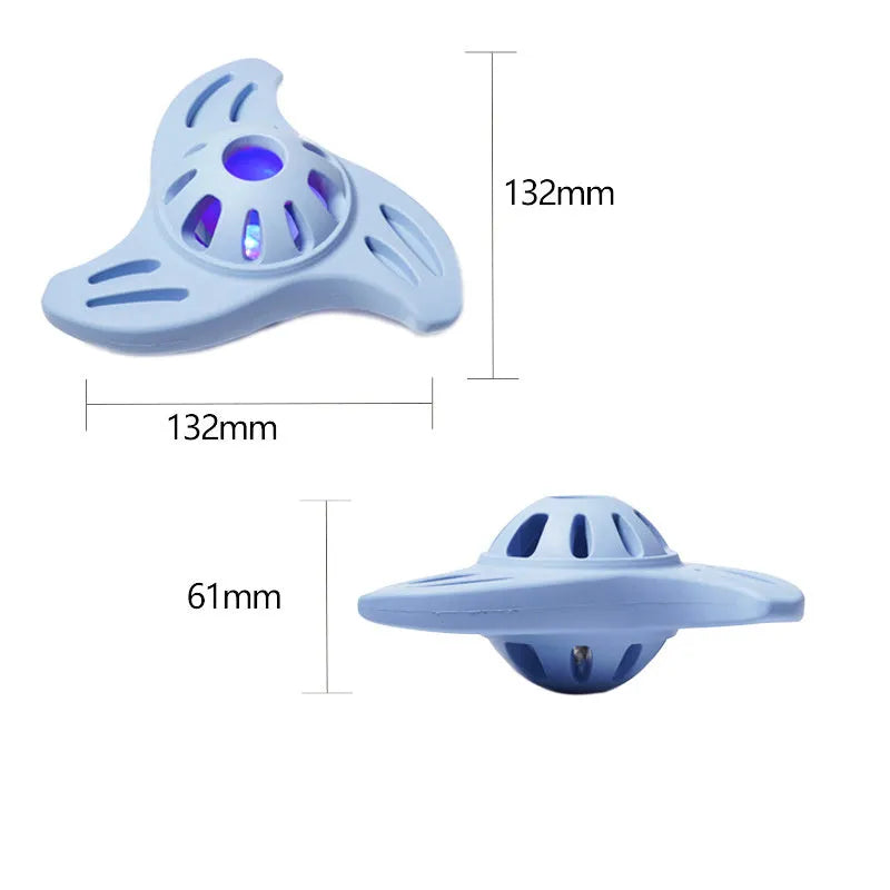 Blue or purple bite-resistant boomerang dog toy for medium and large breed chewing and fetch play.