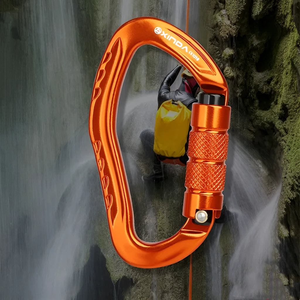 Automatic master lock climbing carabiner in multiple colour options for rock climbing equipment