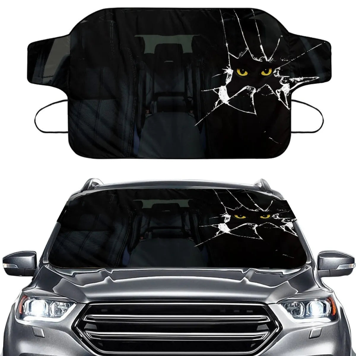Car snow protection front gear cover in 130x70cm size with aluminum fabric and lanyard installation system