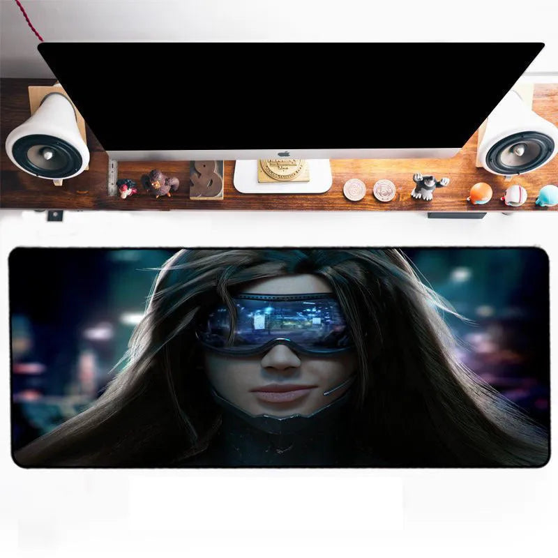 Extended gaming mouse pad 300x800x3mm rubber base cloth surface black for keyboard and mouse