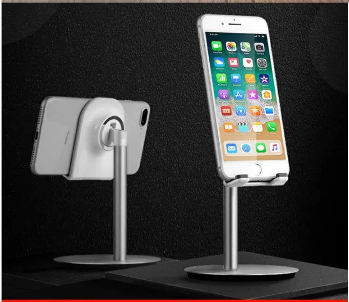 Silver metal S1 desktop stand holding a mobile phone