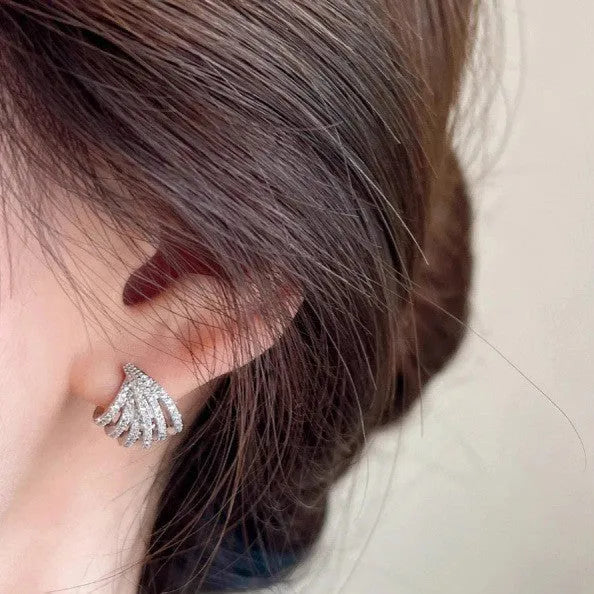 Geometric zircon earrings for women with platinum colour electroplated finish