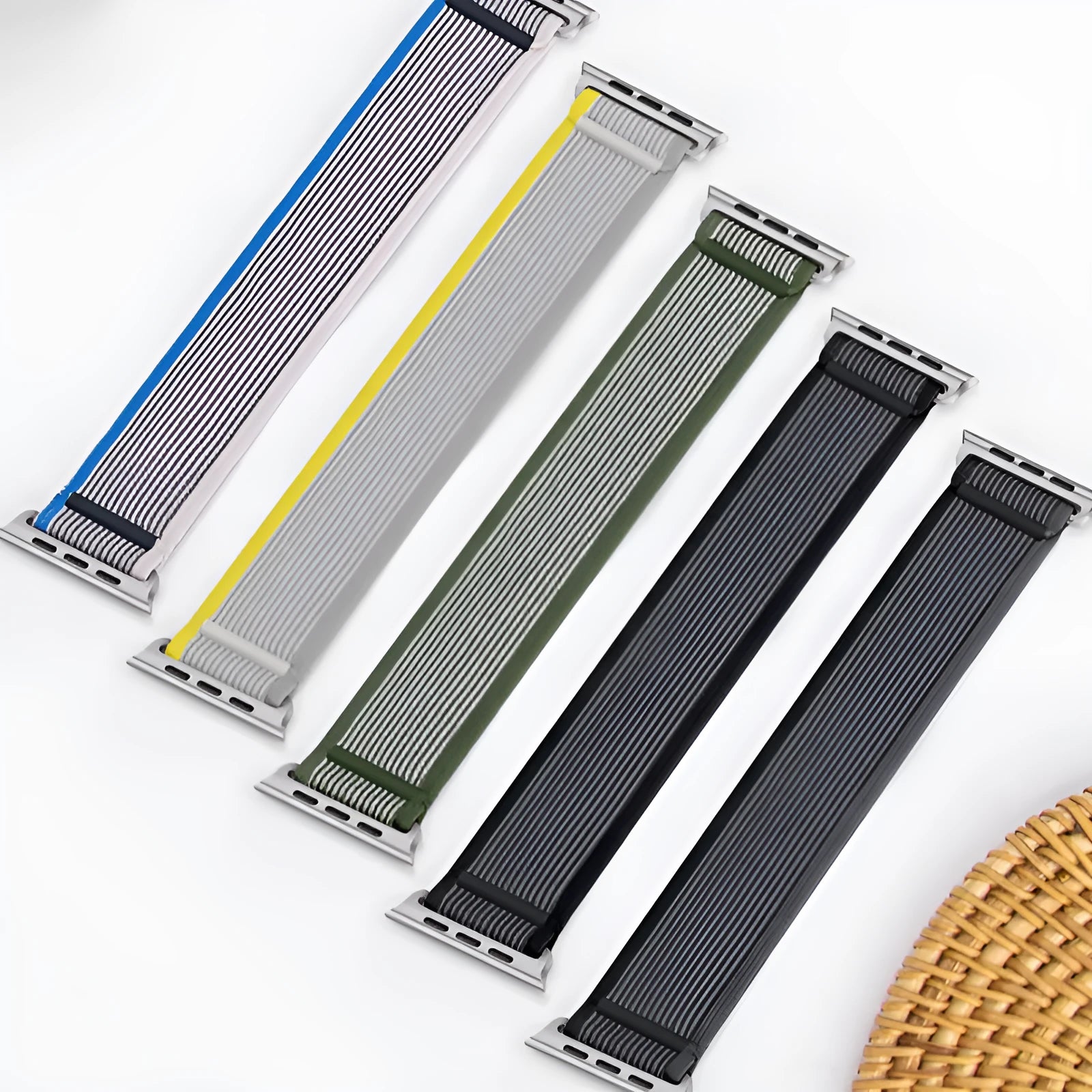 Wild Diameter nylon Apple Watch replacement strap with single ring buckle in multiple colour options.