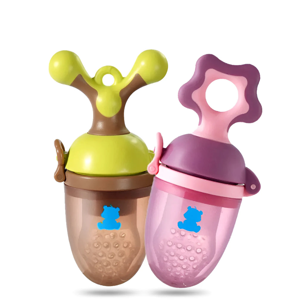Polypropylene baby bite trainer teething toy in green and purple colour options