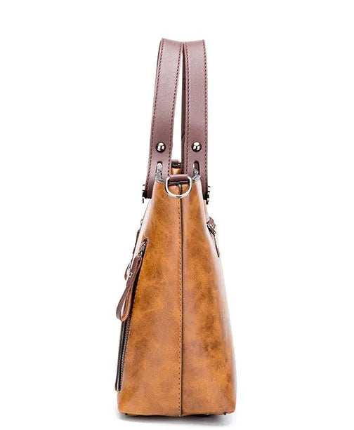 Vintage PU shoulder bag large 32x11x26cm cross-section square retro messenger bag