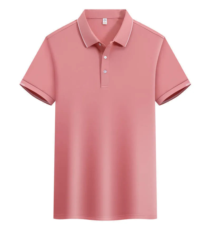 Men's loose fit cotton blend polo shirt with a two-tone collar detail in a selection of colours.