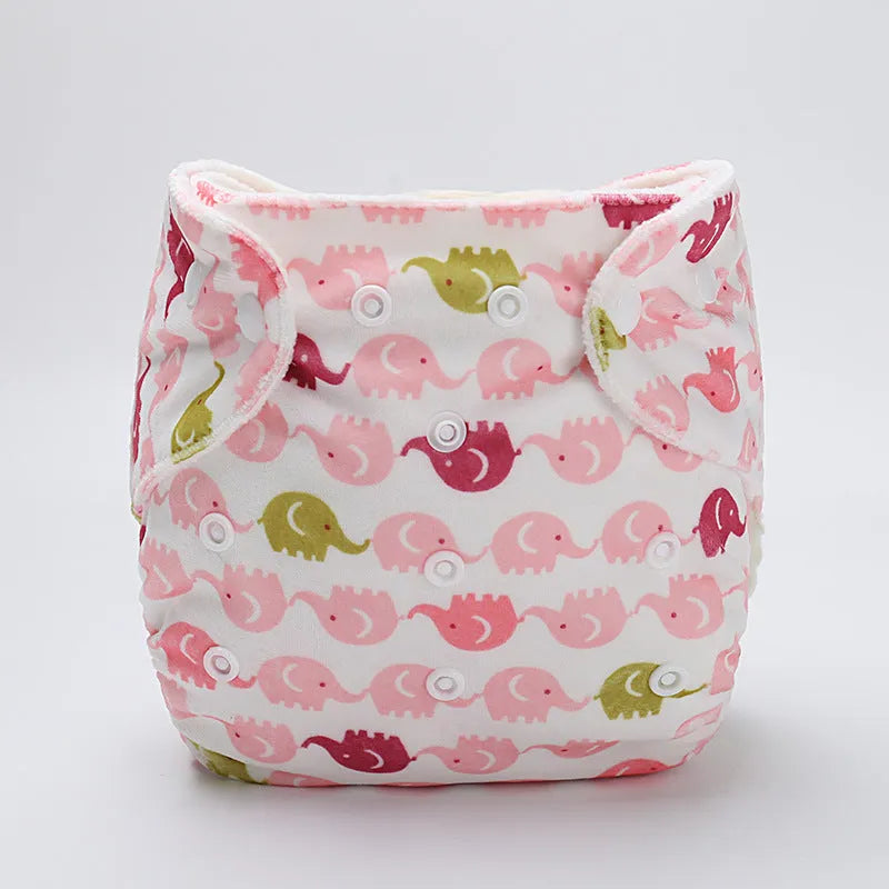Baby cloth diaper pants in cartoon print, polyester fibre reusable nappy cover for 0-3 years