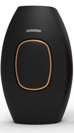 Home laser hair removal instrument in black with pulsed light technology, 124x83x48.5mm size
