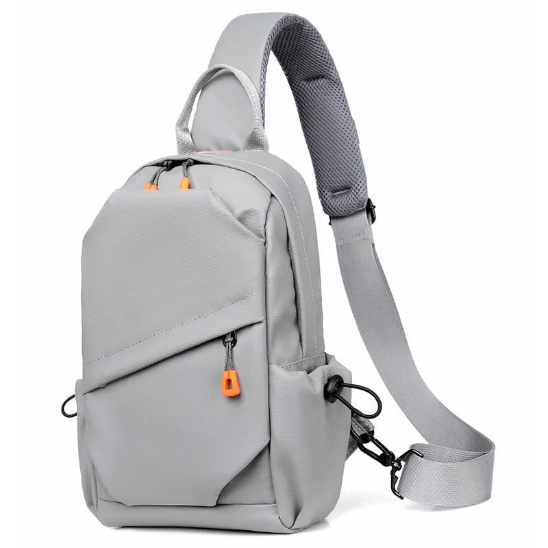 Men's black polyester crossbody bag with shoulder strap