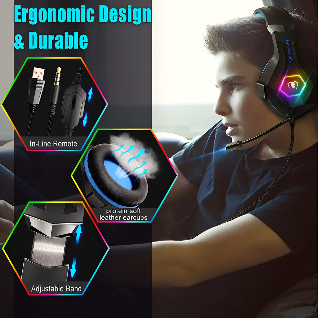Thunder Wear gaming headset with microphone in black with coloured accents and visible 50mm drivers