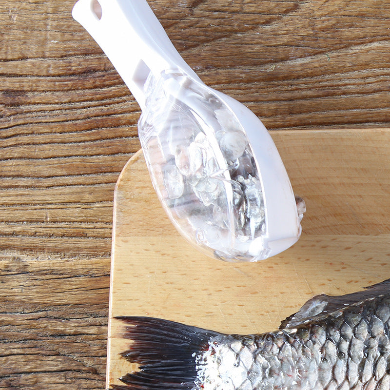 Mess-Free Fish Scaler with Collection Lid - Fish Shaped Scale Remover Tool for Quick Kitchen Prep - Manual Scraper Gadget with Hanging Hole