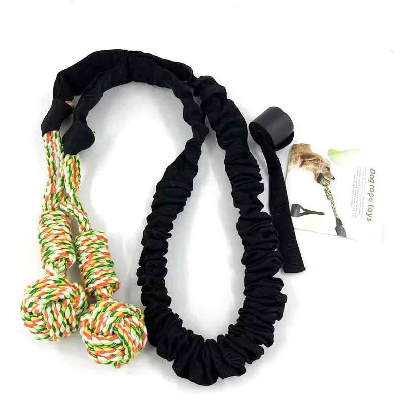 Cotton thread dog tug of war rope toy in red, grey, or black.