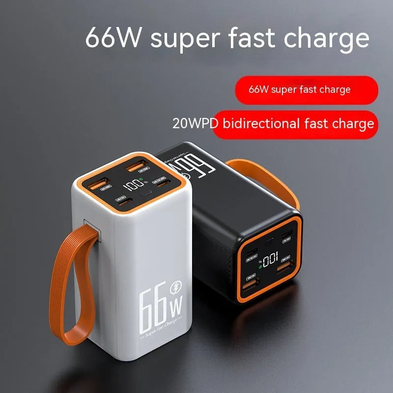 PD66W 20000mAh fast charge power bank in black or white with creative design