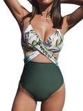 Women's nylon Siamese triangle bikini in black with high elasticity backless design quick-drying swimwear