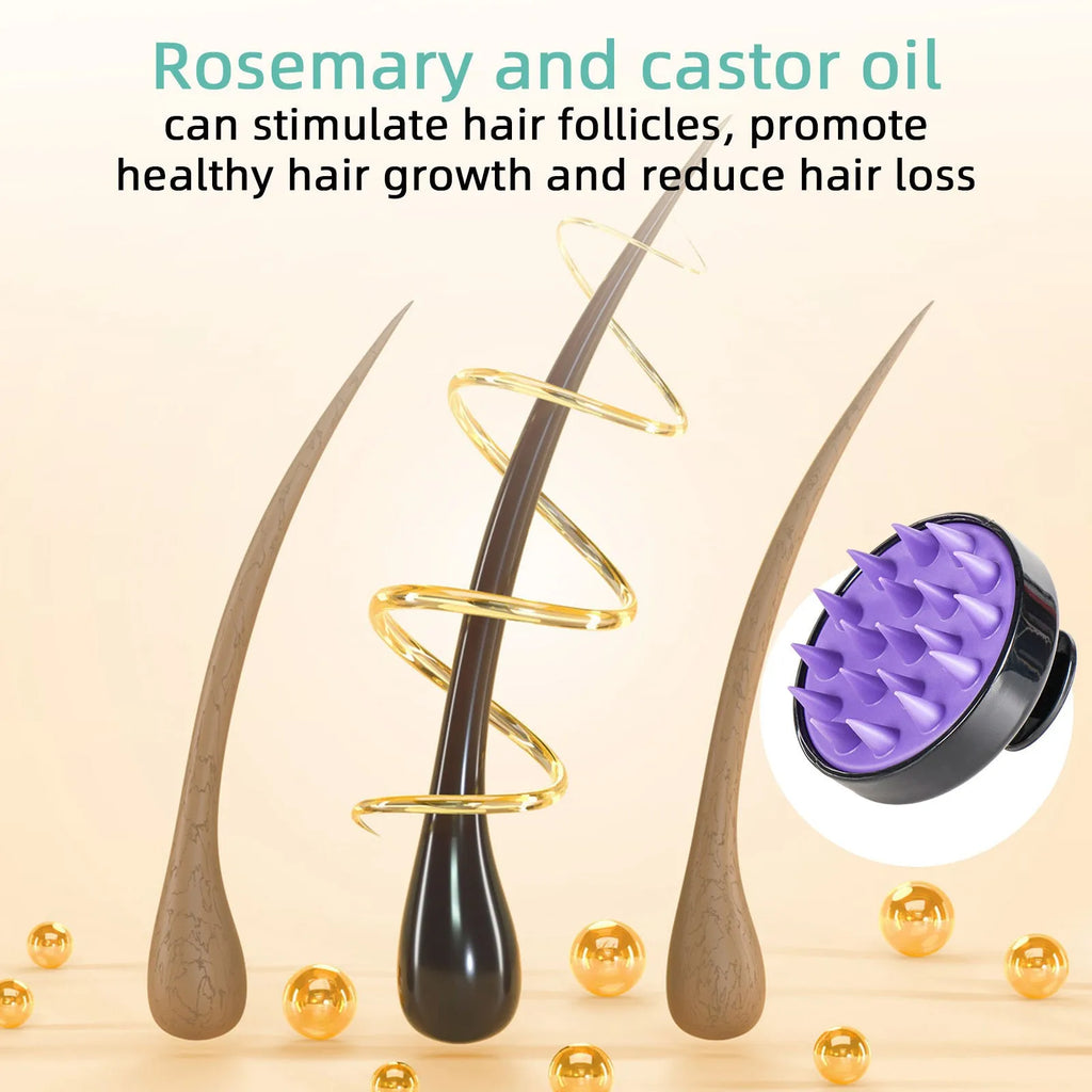 118ml bright yellow hair treatment oil bottle with a massage brush for dense, long hair care.