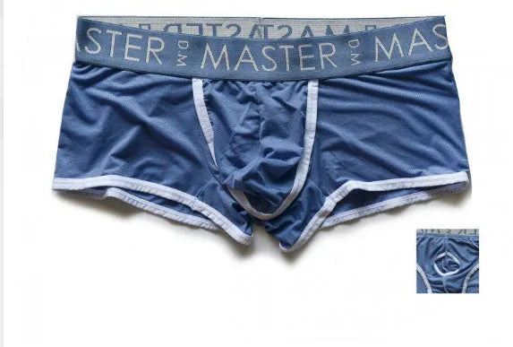 Men's solid colour ice silk shorts in a low waist style, shown in available colours.