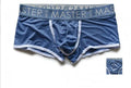 Men's solid colour ice silk shorts in a low waist style, shown in available colours.