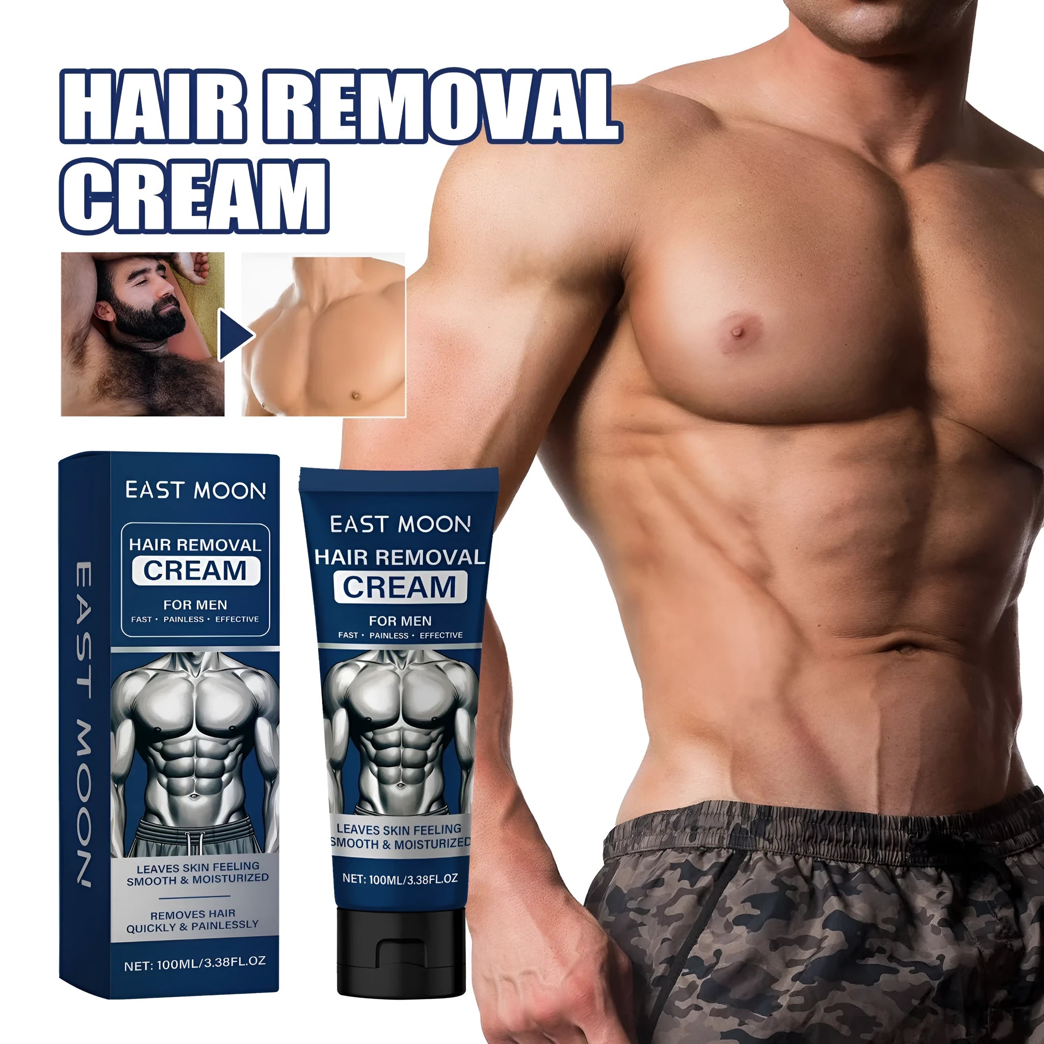 100ml tube of men's mild depilatory cream for lips, beard, armpit, hand and leg hair removal