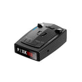 Compact black laser velocimeter for car speed measurement with 12V power input.