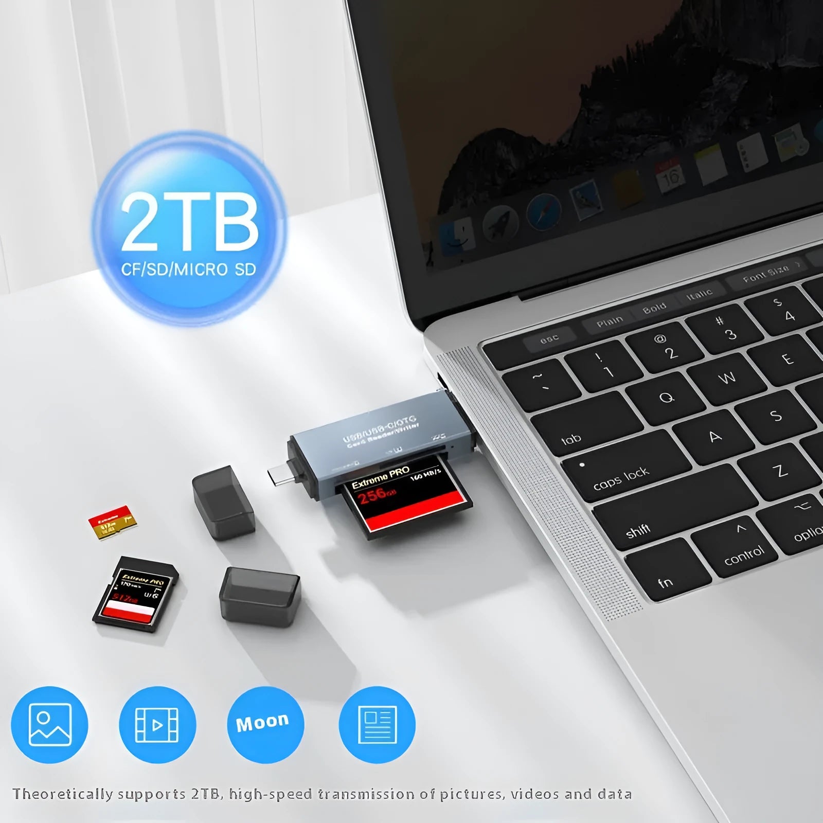 CF SD TF three-in-one USB card reader with aluminium alloy construction
