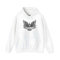 Solid colour unisex cotton blend pullover hoodie with a hood and long sleeves.