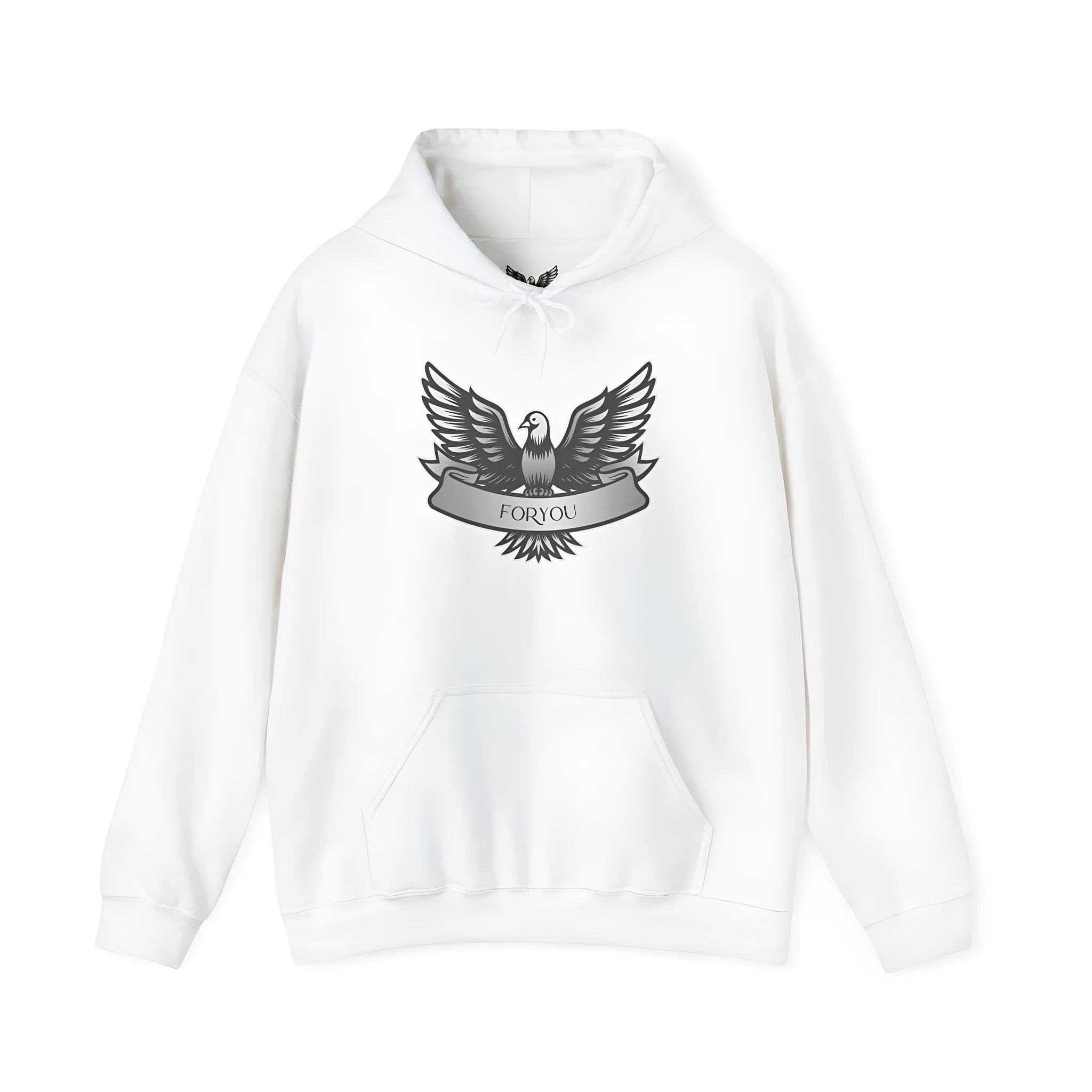 Solid colour unisex cotton blend pullover hoodie with a hood and long sleeves.