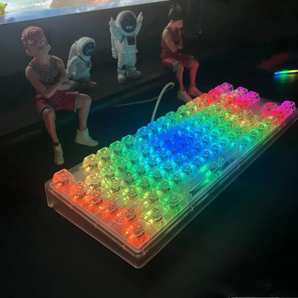 Transparent 132-key universal keyboard keycap replacement set on white background