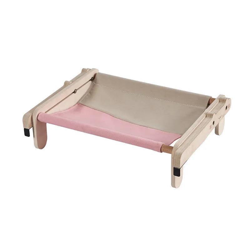 Solid wood pet bed with removable cushion in grey blue colour option