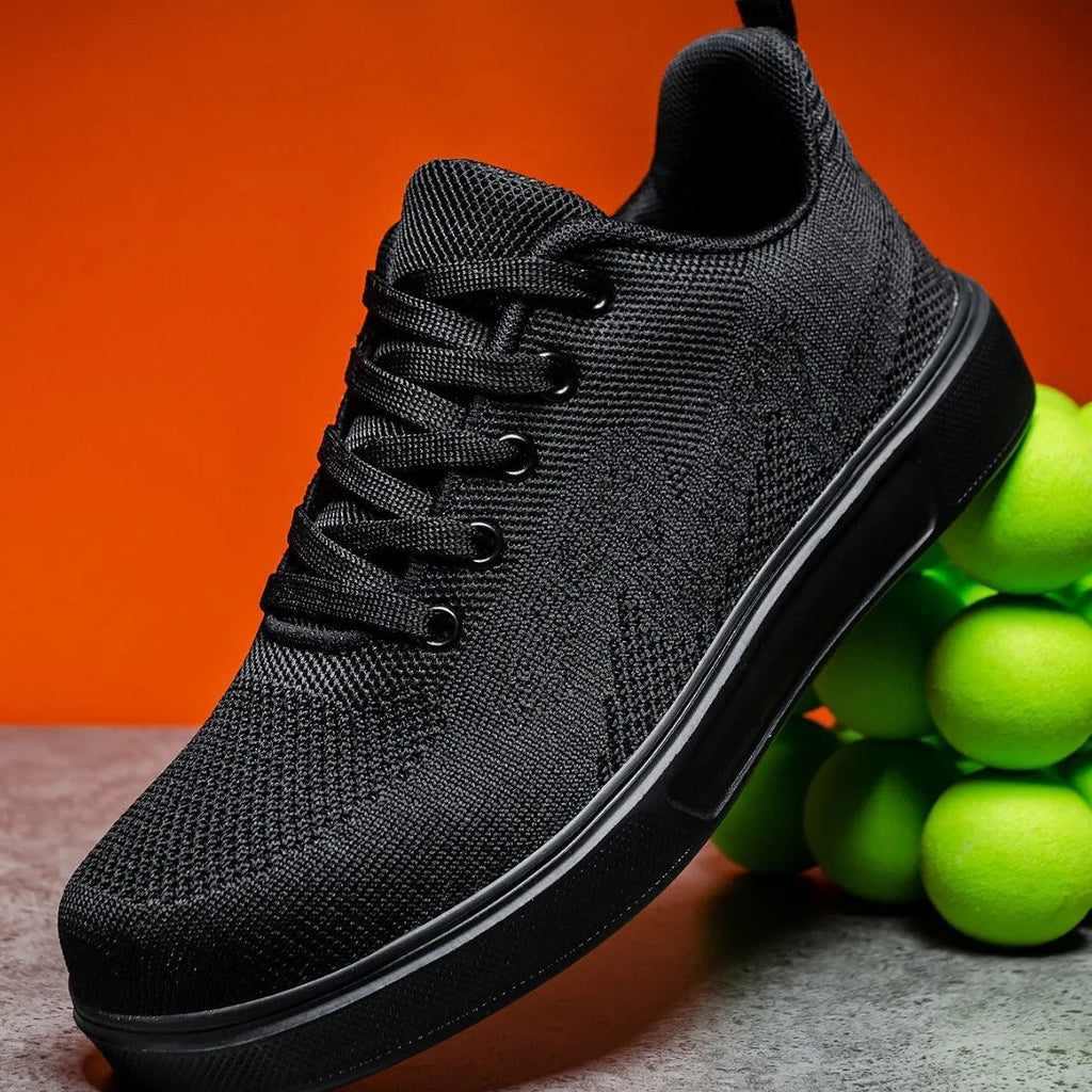 Light white unisex trainers with thick EVA sole and mesh upper in black or white colours