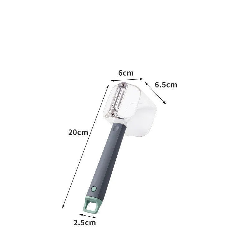 Creative modern stainless steel peeler with PP handle in green, grey, or red colour.