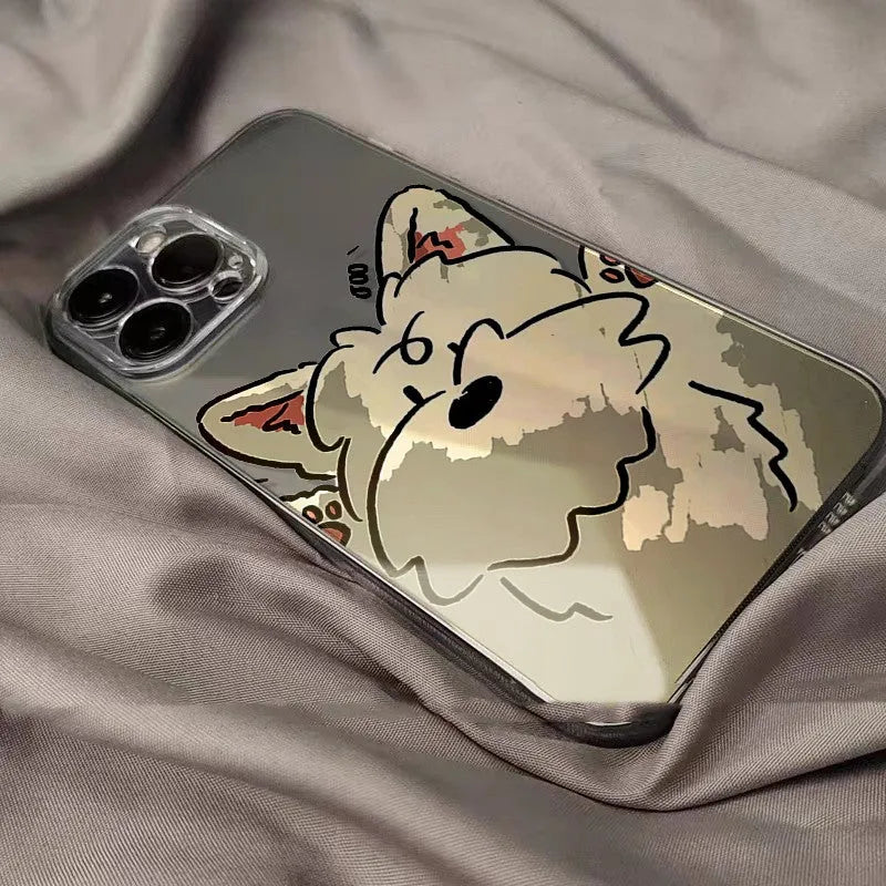 Cartoon puppy transparent silicone phone case for iPhone 14 13 12 11 series in simple creative style