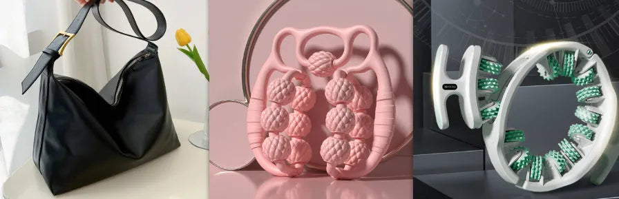 Bear double row ring clip leg massager with 10 three-rounds massage heads in autumn cherry pink colour
