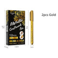 Pack of gold and silver metal paint marker pens with plastic shells for marking on metallic surfaces.