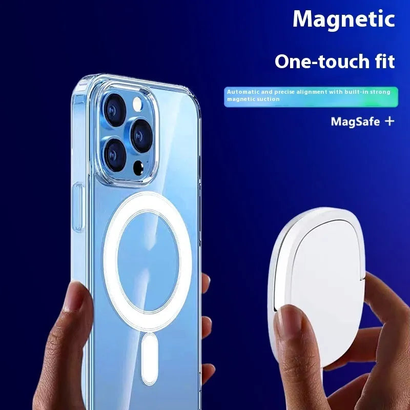 Magnetic transparent PC phone case for iPhone with all-inclusive drop-resistant airbag edges