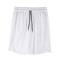 Men's black loose-fit quick-drying mesh casual shorts on a white background.
