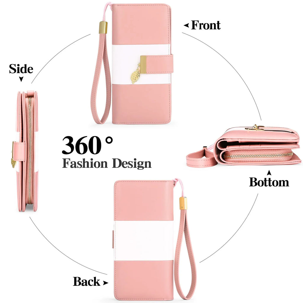 Midnight black anti-theft clutch bag with combination lock, shown open to reveal RFID-blocking card slots and microfiber lining.