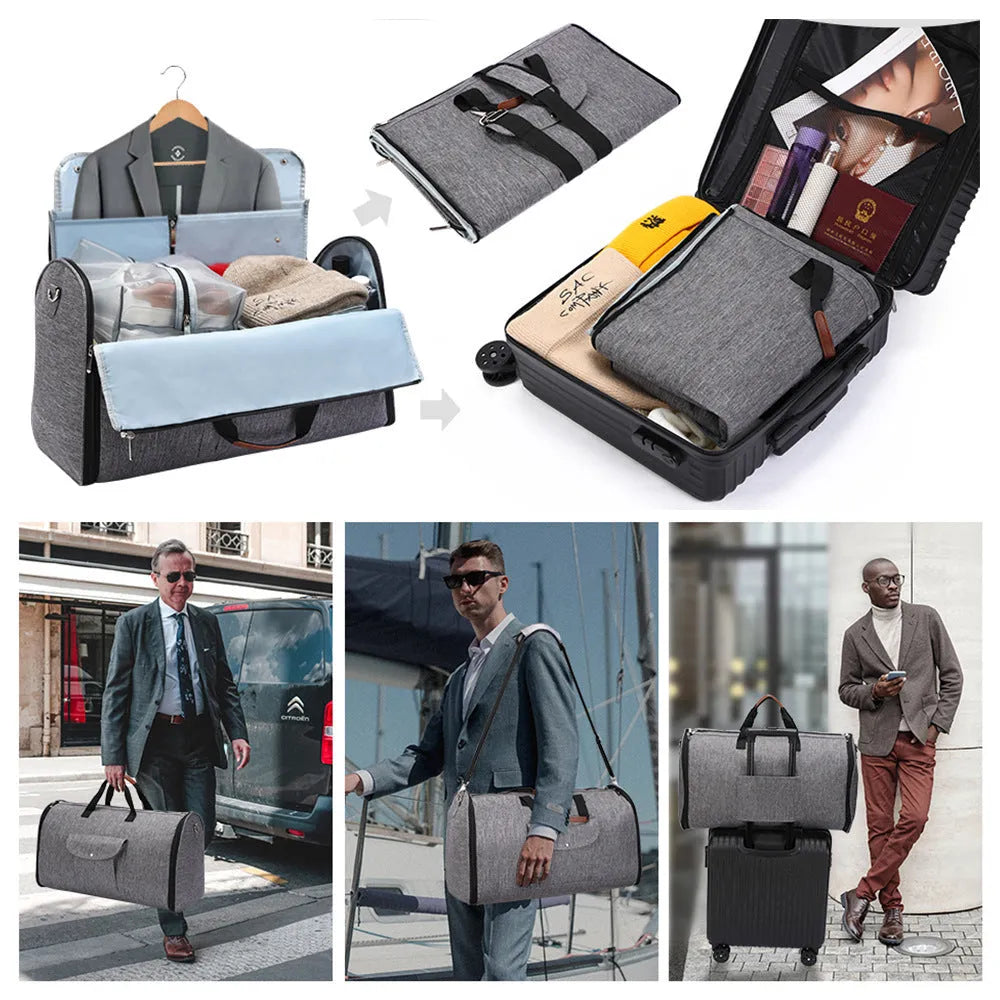 Folding duffel bag in Oxford cloth with expandable 36-55L capacity, shown in black colour.