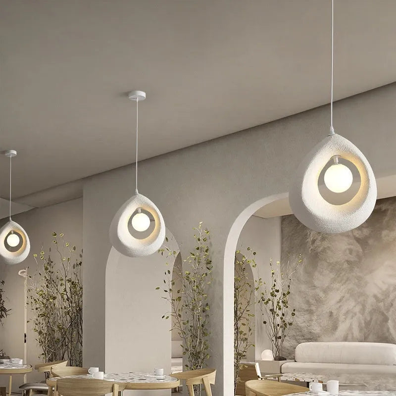 Retro restaurant bar chandelier with milky white 32x35cm lampshade in modern simple style