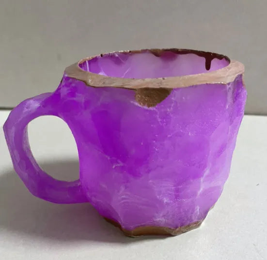 400ml resin mineral crystal coffee mug with handle in multiple colour options