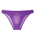 Ultra-thin ice silk low waist seamless panties in black, white, grey, blue, purple, and orange colours.
