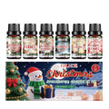 Christmas aromatherapy oil set showing six bottles including 60ml and 10ml sizes for festive home fragrance