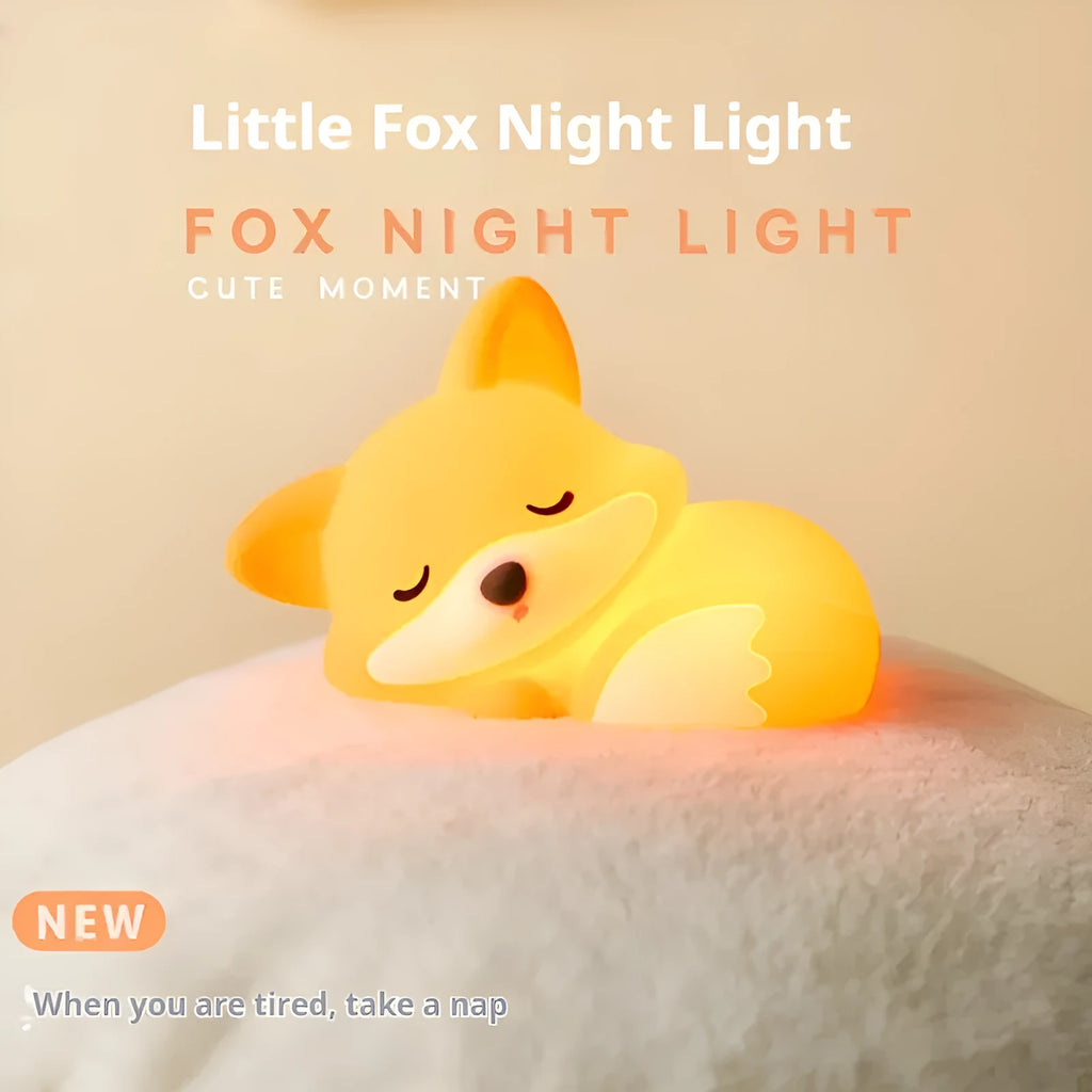 Fox USB rechargeable cartoon small night lamp, 1200mAh battery, two-gear brightness, 20-minute delay turn-off, 164.7 x 91 x 110mm