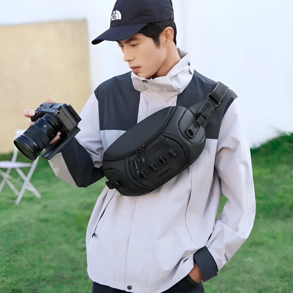 Waterproof Oxford cloth camera shoulder bag in black, grey, or green colours for DSLR equipment