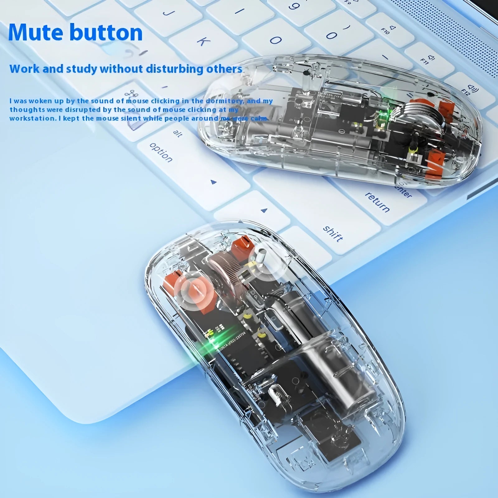 Self-charging Bluetooth mouse in silver with compact 113x57x25mm design for laptop