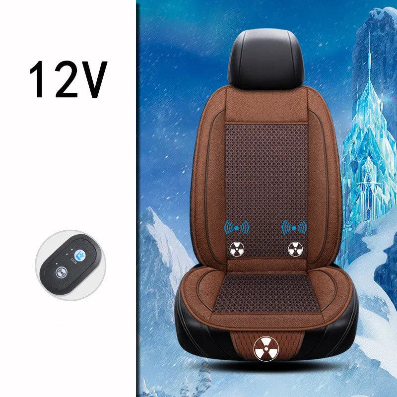 Car ventilation seat cushion with massage function in black colour showing 60x60cm dimensions