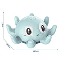 Blue octopus automatic water spray bath toy with flashing lights for children's bathtub play